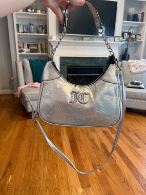 Brand NWOT Juicy Couture Silver Embossed Monogram Shoulder Bag